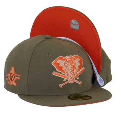 Chapéu ajustável New Era Oakland Athletics Stomper 59FIFTY 30 anos remendo lateral tamanho 7 - Imagem 1 de 4