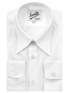 Spearpoint Collar Shirt - White Premium Cotton Barrel Cuff - Picture 1 of 6