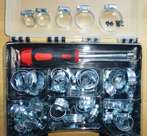 44 Stück Schlauchschellen 7- 44 mm Schlauchklemmen verzinkt Schlauchklemmensatz - Bild 1 von 4