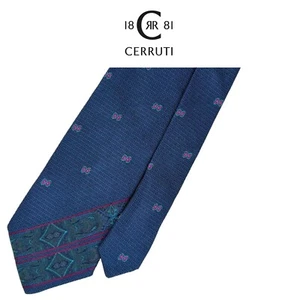 Corbata Cerruti 1881 Azul - Rosa Teal Paisley Art Deco Rayas Seda Italia Corbata - Imagen 1 de 10