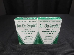 Lotto 2 scatole vintage Binney & Smith An-Du-Septic bianche senza polvere Crayola GESSO - Foto 1 di 2