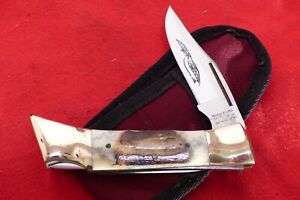 Parker Japan made 5" Closed Bone Stag Lockback Lock Blade K-267 Knife MINT