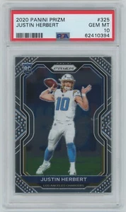 JUSTIN HERBERT (PSA 10) 2020 Panini Prizm Base Rookie RC #325 - Picture 1 of 2