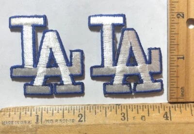 Vintage Lot Of 2 Los Angeles Dodgers LA Logo Iron On Patch MLB Baseball - Image 1 of 2