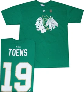 Chicago Blackhawks Jonathan Toews St Patrick's Green Reebok T Shirt New Tags - Picture 1 of 4