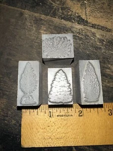 Printing Blocks “ Trees & Shrubs “ Lead Face Blocks, 4 Total! - Picture 1 of 8