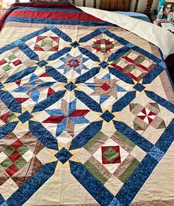 Hand Made Queen Size Quilted Bed Spread 96" x 104" - Picture 1 of 6