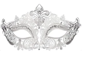 Metal Masquerade MASK ORNATE Lace Filigree Venetian Half-face PROM MASKED BALL - Picture 1 of 19