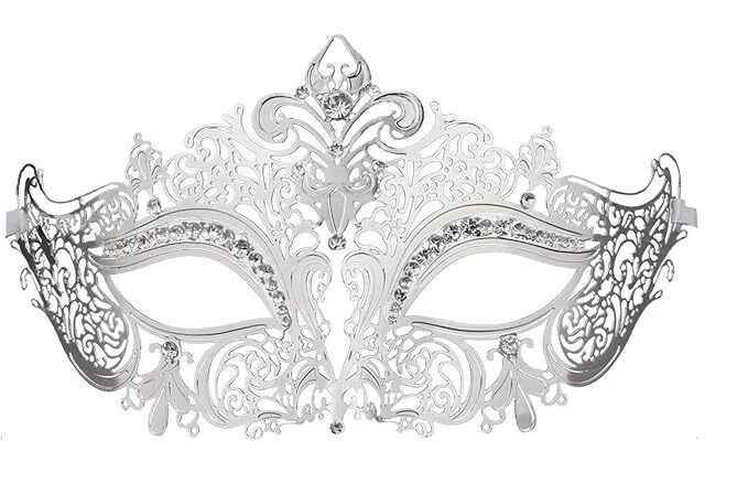 Metal Masquerade MASK ORNATE Lace Filigree Venetian Half-face PROM MASKED BALL - Image 1 of 1