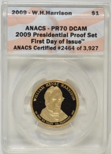 2009-S William Henry Harrison Proof Presidential Dollar $1 ANACS PR70 DCAM #2464 - Picture 1 of 4