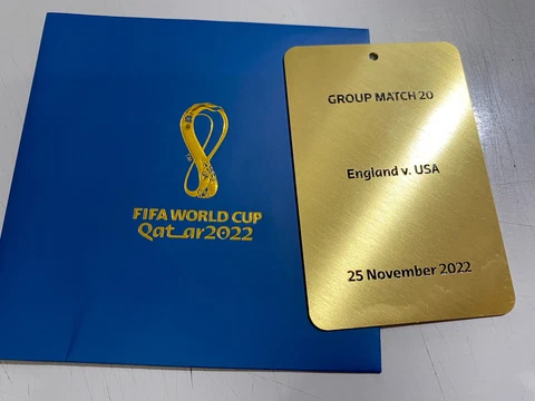 Qatar 2022 VIP Souvenir Metal Plate England v. USA FIFA World Cup Match # 20 Cover