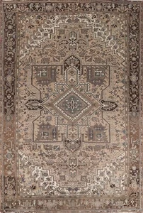 Vintage Muted Geometric Heriz 10'x13' Area Rug Hand-knotted Traditional Carpet - Picture 1 of 12
