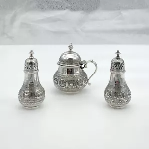 Antique Victorian Sterling Silver Condiment Set London 1865 George Fox - Picture 1 of 12