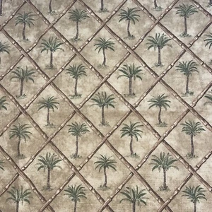 New Waverly Tangiers Palm Tree Brown Tropical Bamboo Fabric 3 Yards 54” - Picture 1 of 6