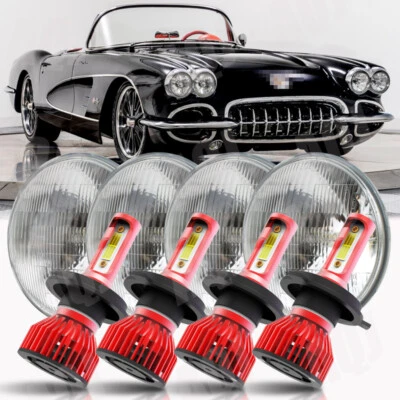 4pcs 5.75" 5-3/4 LED Headlights Hi/Lo For Corvette C1 C2 1963-1982 - Изображение 1 из 4