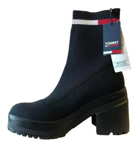 Tommy Jeans Black Knitted Boots Ladies UK 7 US 9.5 EU 41 REF M648# - Picture 1 of 5