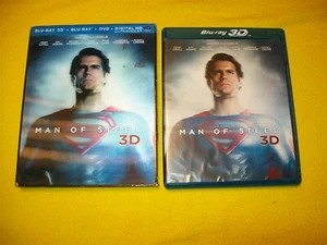 MAN OF STEEL 2 DISC BLURAY & BLURAY 3D WITH LENTICULAR SLIPCOVER & INSERTS - Picture 1 of 1
