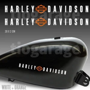 2 Harley-Davidson Stickers aufkleber für Motorrad Tank decal weiß und orange - Bild 1 von 4