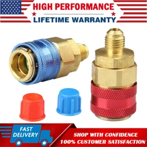 A/C Quick Coupler Adapter Adjustable High Low Side AC HVAC Freon Conversion Kit - Picture 1 of 14