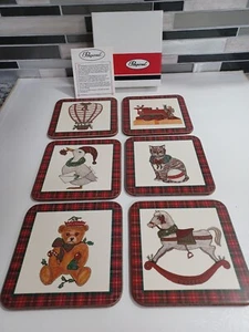 VTG PIMPERNEL "TARTAN CHRISTMAS" Cork Back COASTERS England (6) - Picture 1 of 6