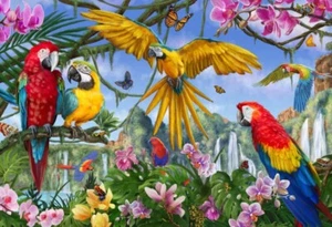 Vermont Christmas Co TROPICAL BIRDS Jigsaw Puzzle By Marcello Corti 100pcs New - Picture 1 of 5
