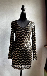 Schwarz-goldenes Paillettenkleid von Divided in Größe XS - Bild 1 von 9