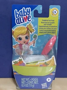 Hasbro Baby Alive pulverisierte Puppe Essen Nachfüllpackungen 5 Päckchen und rosa Löffel Neu - Bild 1 von 6