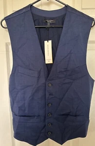 Banana Republic Tailored Fit Vest Made Of Italian Fabric Navy Blue 38 - Picture 1 of 3