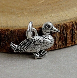 Silver Duck Charm - Mallard Duck Pendant - Waterfowl Duckling Charm Jewelry - Picture 1 of 2