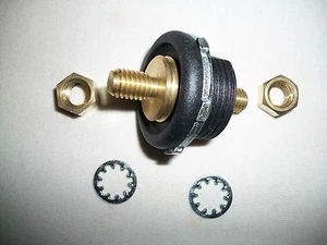 COLE HERSEE BLACK BATTERY FEED STUD, P/N 46211-01, 6-36 VOLT BULKHEAD INSULATOR - Picture 1 of 2