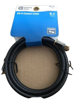 Commercial Electric RG-6 Coaxial Cable 6 FT New - Image 1 of 4