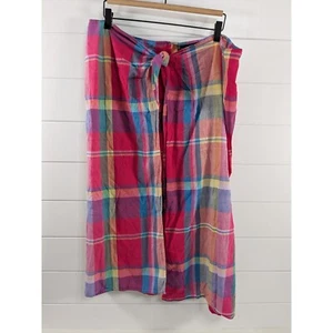 Ralph Lauren Womens Madras Plaid Midi Wrap Skirt sz M 100% Cotton Multicolor - Picture 1 of 12