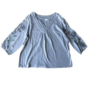 J. Jill Embroidered Top Blouse Shirt Women Size 100% Cotton, Size 2X - Picture 1 of 7