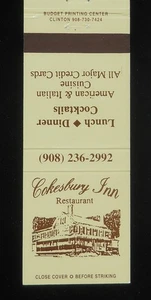 80er Jahre? Cokesbury Inn Restaurant American & Italian 69 Main St. Lebanon NJ MB - Bild 1 von 2