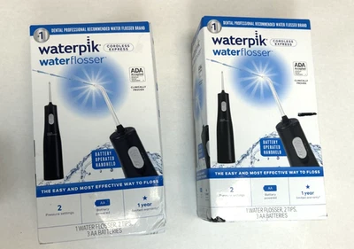 2x Waterpik Cordless Water Flosser Express,  Black, WF-02,  Portable -FREE S/H - Image 1 of 4