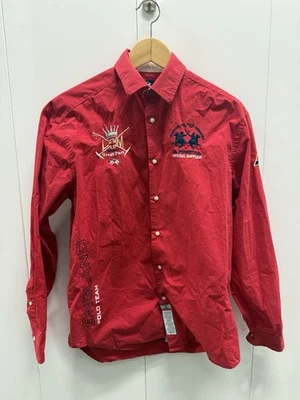 Polo Hombre La Martina Talla Pequeña Inglaterra Torneo Polo Bordado Rojo Foto 1 de 4