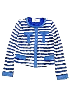 Steffen Schraut Strickblazer; Gr.36; Mikt Lederbesatz; Blau; Top Zustand - Bild 1 von 6