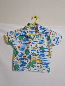 Panda Bear Vintage Boys Button Up Shirt Size 18 Months - Picture 1 of 13