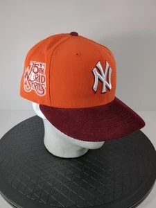 Cappello NY Yankees New Era 59FIFTY aderente taglia 7 3/4 bicolore arancione velluto a coste - Foto 1 di 9