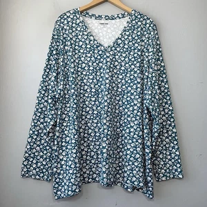 Lands End T-Shirt Übergröße 3X Relaxed Fit Blumen Baumwolle Strick Langarmshirt - Bild 1 von 11