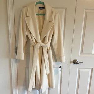 Neu mit Etikett Lauren Ralph Lauren Moda cremefarbener Wickelmantel Kaschmirmischung mit Gürtel Größe 12 - Bild 1 von 8