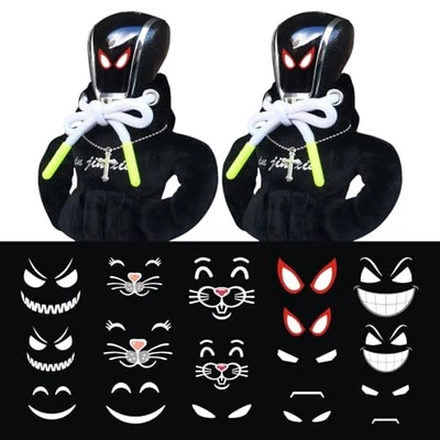 2 pcs Gear Shift Hoodie, Car Gear Shift Cover Universal Shifter Knobs Black-2 - Image 1 of 4