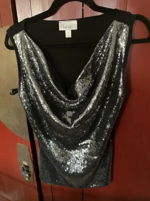 Women's Dress Barn Black Sequins Tank Top Size Petite Small PS - Image 1 of 4