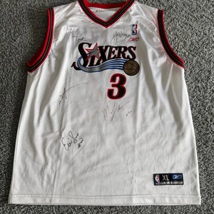 Autogramm Allen Iverson + Team 2003-04 Philadelphia 76ers Iverson Trikot Y XL - Bild 1 von 11
