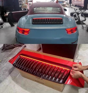 Primer Black Trunk LED Grille Fits Porsche 911 991.1 Carrera Upgrade 991.2 Style - Foto 1 di 10