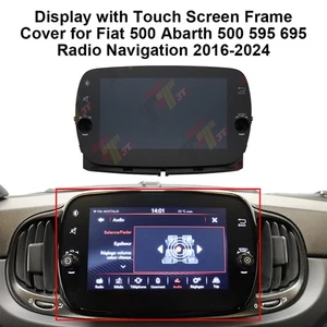 Display with Touch Screen Frame Cover for Fiat 500 Abarth 695 595 500 Navigation - Picture 1 of 6