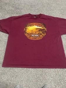Camicia uomo HARLEY DAVIDSON Fire Flame Eagle ADVENTURE Dover Ohio 3XL Bergundy - Foto 1 di 10