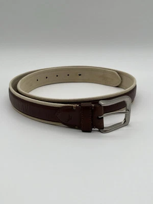 Cinto social masculino casual diário Tommy Bahama couro marrom algodão dividido 40" - Imagem 1 de 4