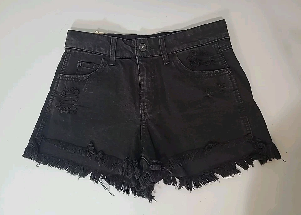 Vanilla Star Vintage Festival Short Black Raw Hem Distressd Shorts  Med  Wash 5  - Image 1 of 4