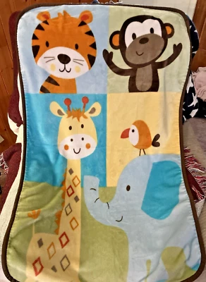 Manta para bebé Garanimals Safari Selva Animal Tigre Mono Jirafa Pájaro Foto 1 de 4